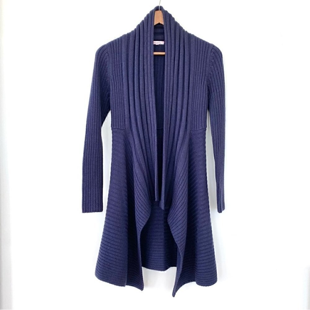 Hekla & Co. open cardigan with waterfall  front in a wool blend, made in Italy